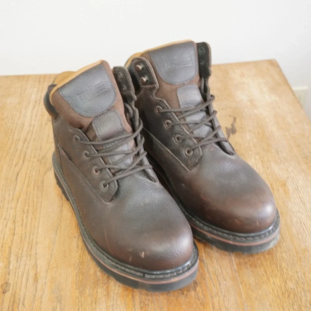 C.E. Schmidt Men's 10.5 6in Waterproof Steel Toe Work Boots Brown EH Leather